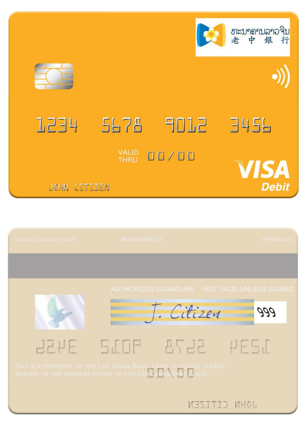 Laos Lao China Bank visa debit card